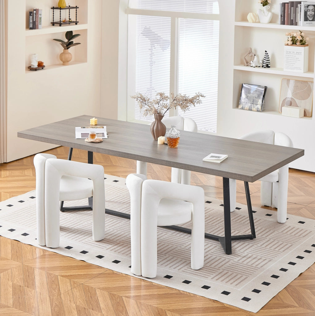 Sedia da Pranzo in Velluto con Braccioli Ergonomici Beige per Sala da Pranzo
