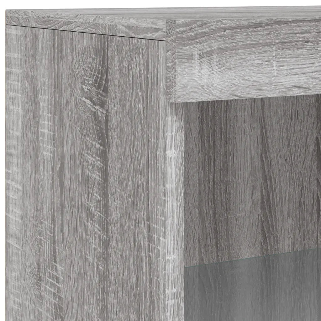 Credenza | Madia | Buffet da pranzo | Armadio da pranzo con Luci LED Grigio Sonoma 60,5x37x100 cm