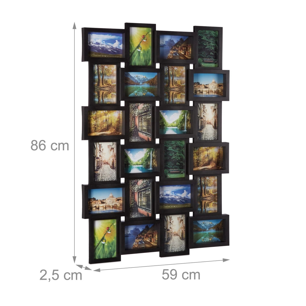 Portafoto multiplo per 24 foto da parete 59 x 86 x 2,5 cm in plastica nera 13_0006404