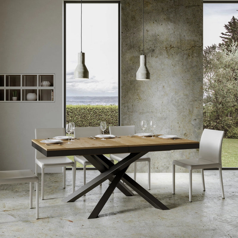 Tavolo allungabile 90x180/440 cm Volantis Evolution telaio Antracite - Quercia Natura
