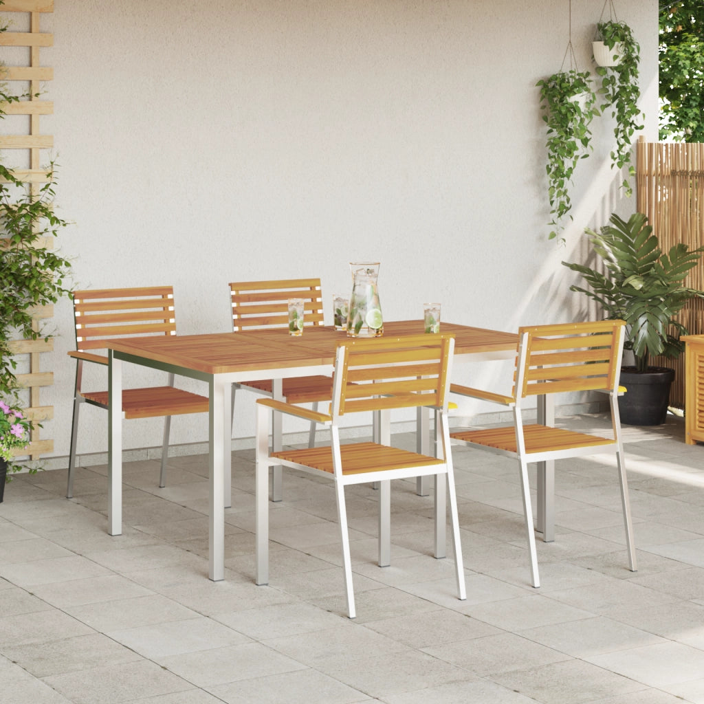 Set da Pranzo da Giardino 5 Pezzi in Legno Massello di Acacia