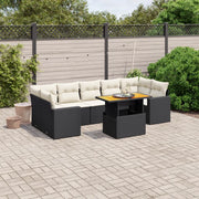 Set Divani da Giardino con Cuscini 8 pz Nero in Polyrattan 3271224