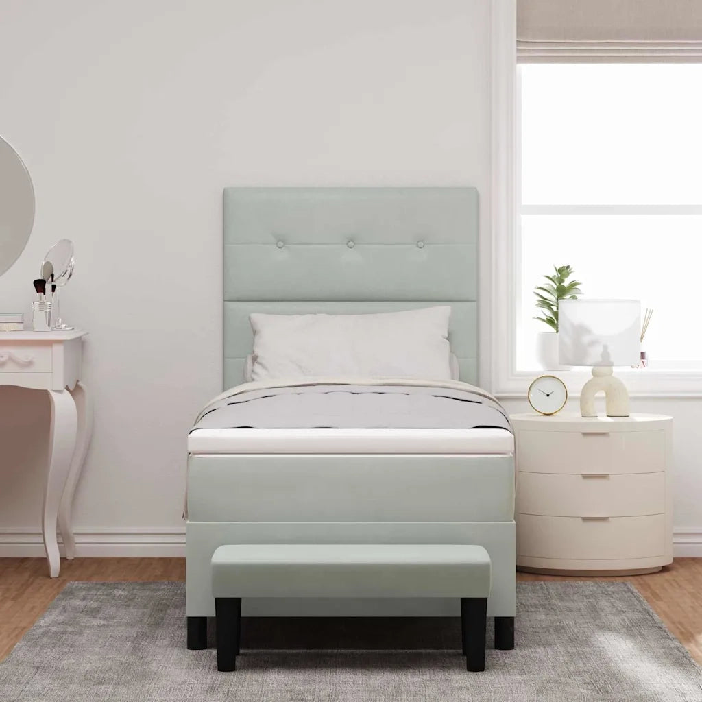 Letto a molle con materasso Grigio chiaro 90 x 200 cm Velluto