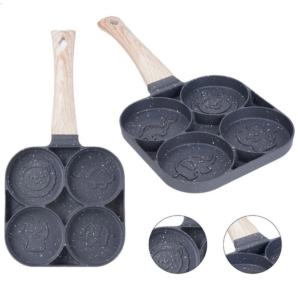 Trade Shop - Padella Antiaderente A 4 Fori Con Animali Per Pancake Uova Fritte Hamburger 624385 -