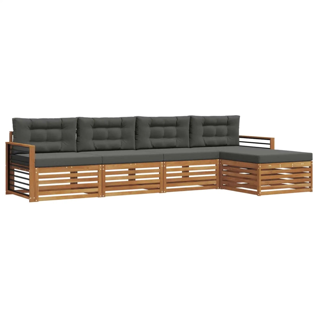 Set di divani da esterno con cuscino 5 pcs Naturale e Antracite
