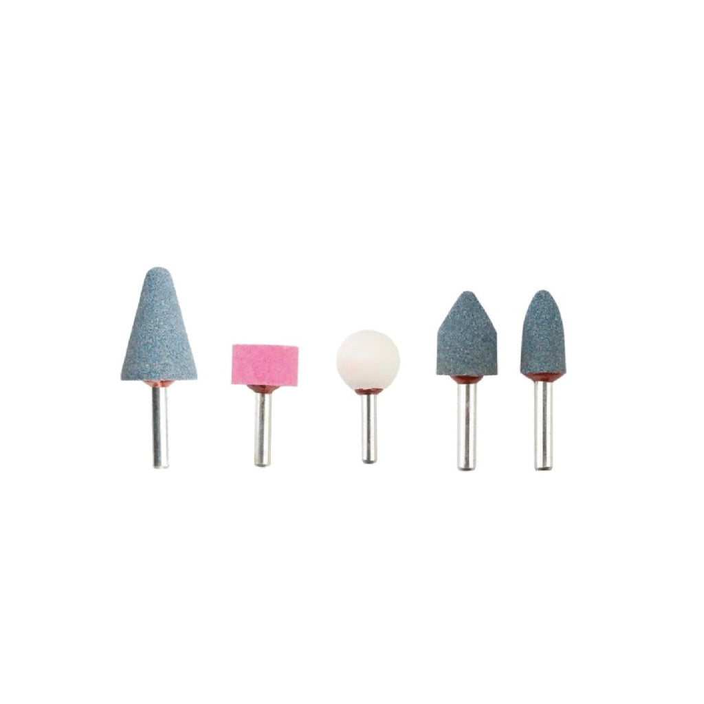 Mole abrasive al corindone con gambo ø mm 6. Set da 5 pezzi accessori trapano