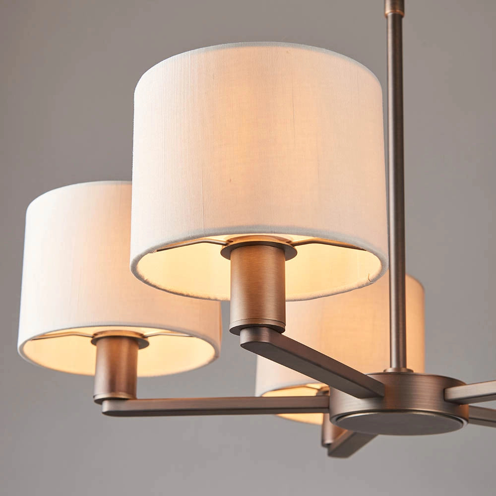 Lampadario 5 luci nichel opaco paralumi bianco E14