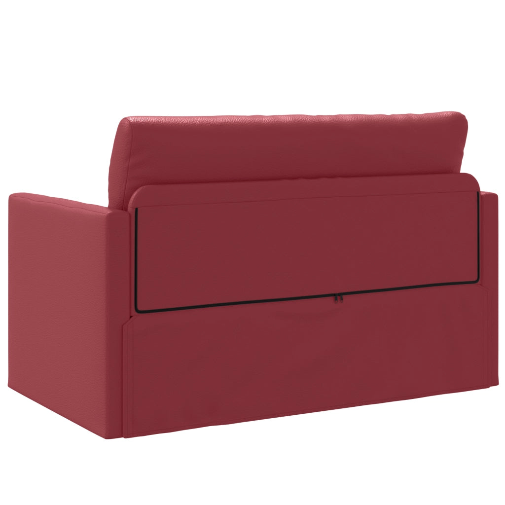 Divano a Terra Letto 2 in 1 Rosso Vino 124x71x78 cm Pelle Artificiale