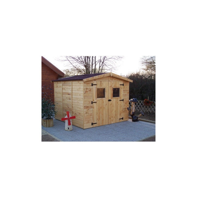 Casetta in legno da giardino con doppia porta – 240x240 cm – pannelli 16 mm, tetto bitumato e pavimento – ED2424.01 Foresta