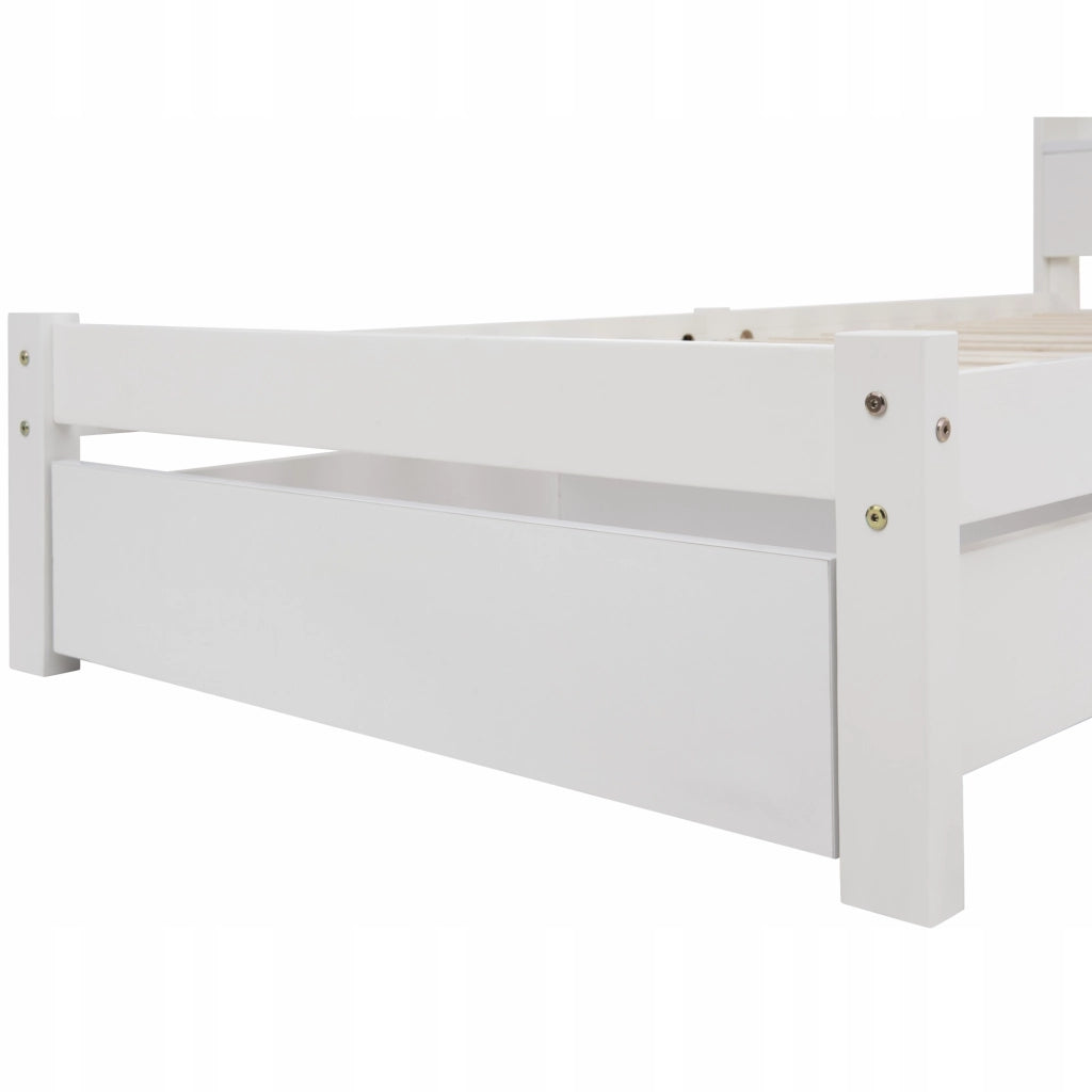 Letto con cassetti e scaffale per libri - Xylo - 140x200cm - Bianco - Per bambini/ragazzi