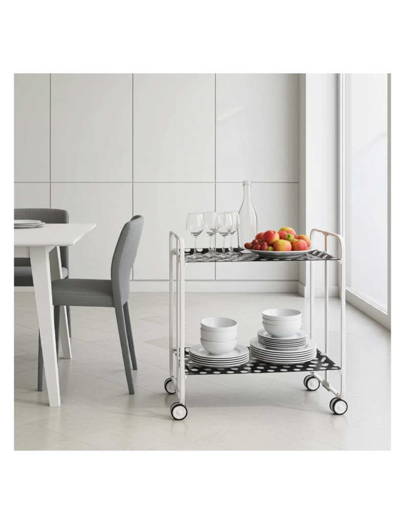Carrello da cucina pieghevole bianco con ruote BAUHAUS 2 ripiani