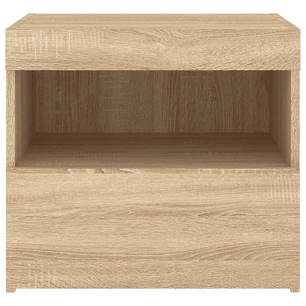 Comodini con Luci LED 2pz-Set di 2 Tavolino da notte Rovere Sonoma 50x40x45 cm