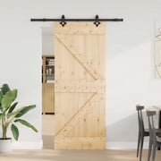 Porta scorrevole NARVIK Naturale e Nero 85 x 210 cm (152,5 cm)
