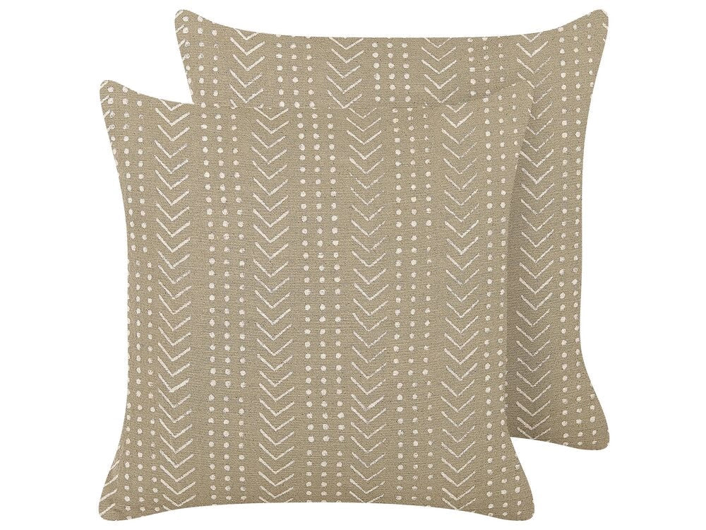 Set di 2 cuscini decorativi cotone grigio 45 x 45 cm motivo geometrico stampa laminata accessori stile boho