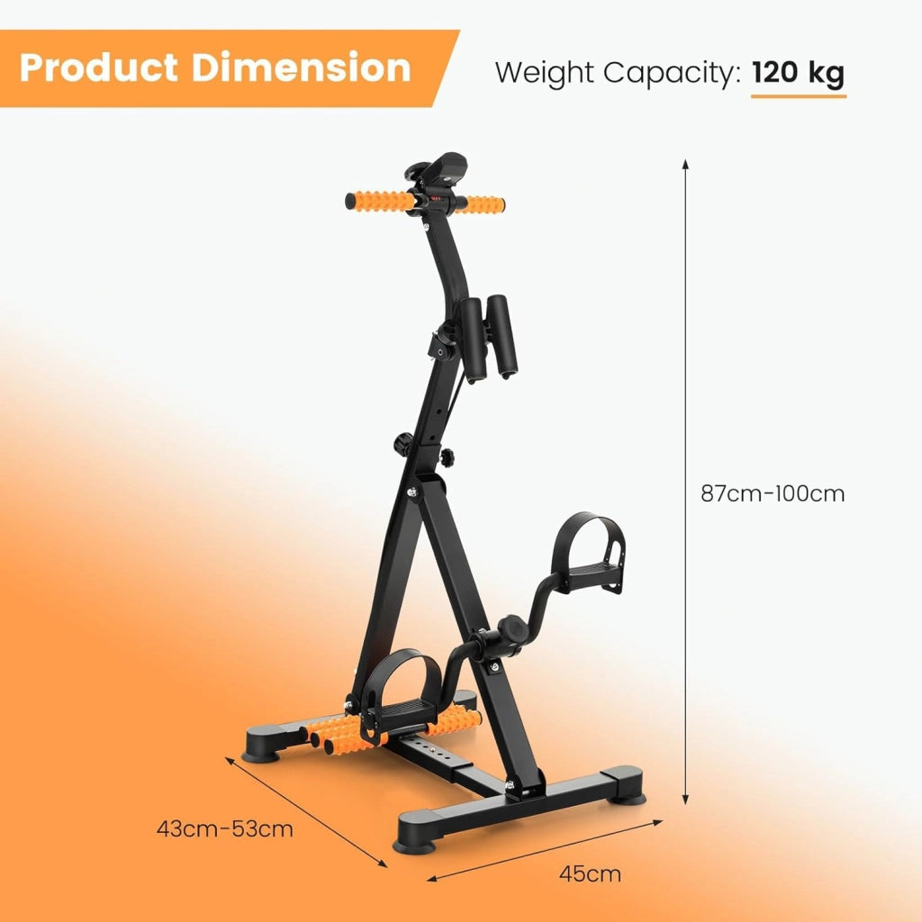 Cyclette Multifunzionale per Anziani, Cyclette a Pedali per Braccia e Gambe con Massaggio, Altezza e Livelli di Resistenza Regolabili, Cyclette con Display LCD per 1-2 Persone