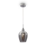 Lampadario A Sospensione Moderno Blues Metallo Argento Vetro 1 Luce E14