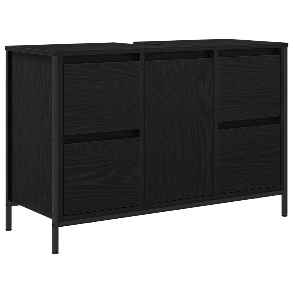 Set di mobili per bagno a 2 pezzi in legno ingegnerizzato nero