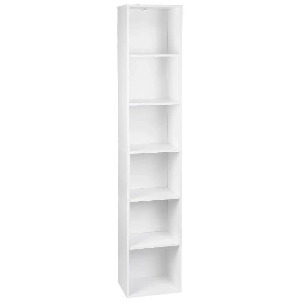 Libreria verticale bianca a 6 vani in MDF e truciolare