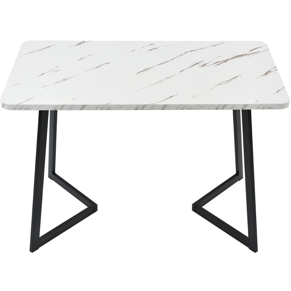 Tavolo da pranzo rettangolare 117x68 cm in MDF con effetto marmo; bianco e nero