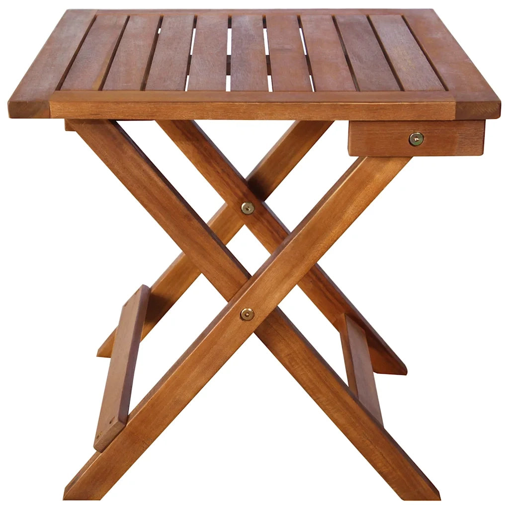 Lettino Prendisole con Tavolino Legno Massello Acacia Marrone 46653