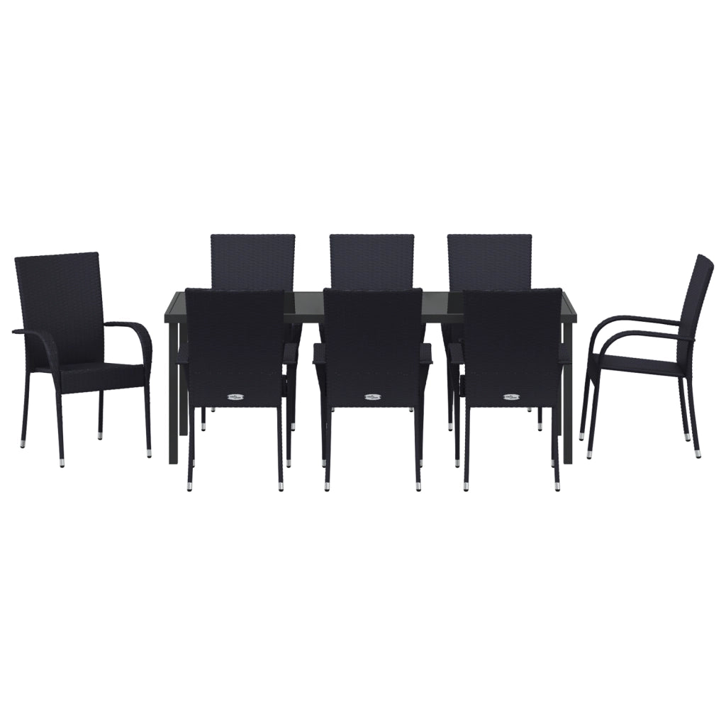 Set da pranzo da giardino 5 pezzi Nero Rattan Poliestere