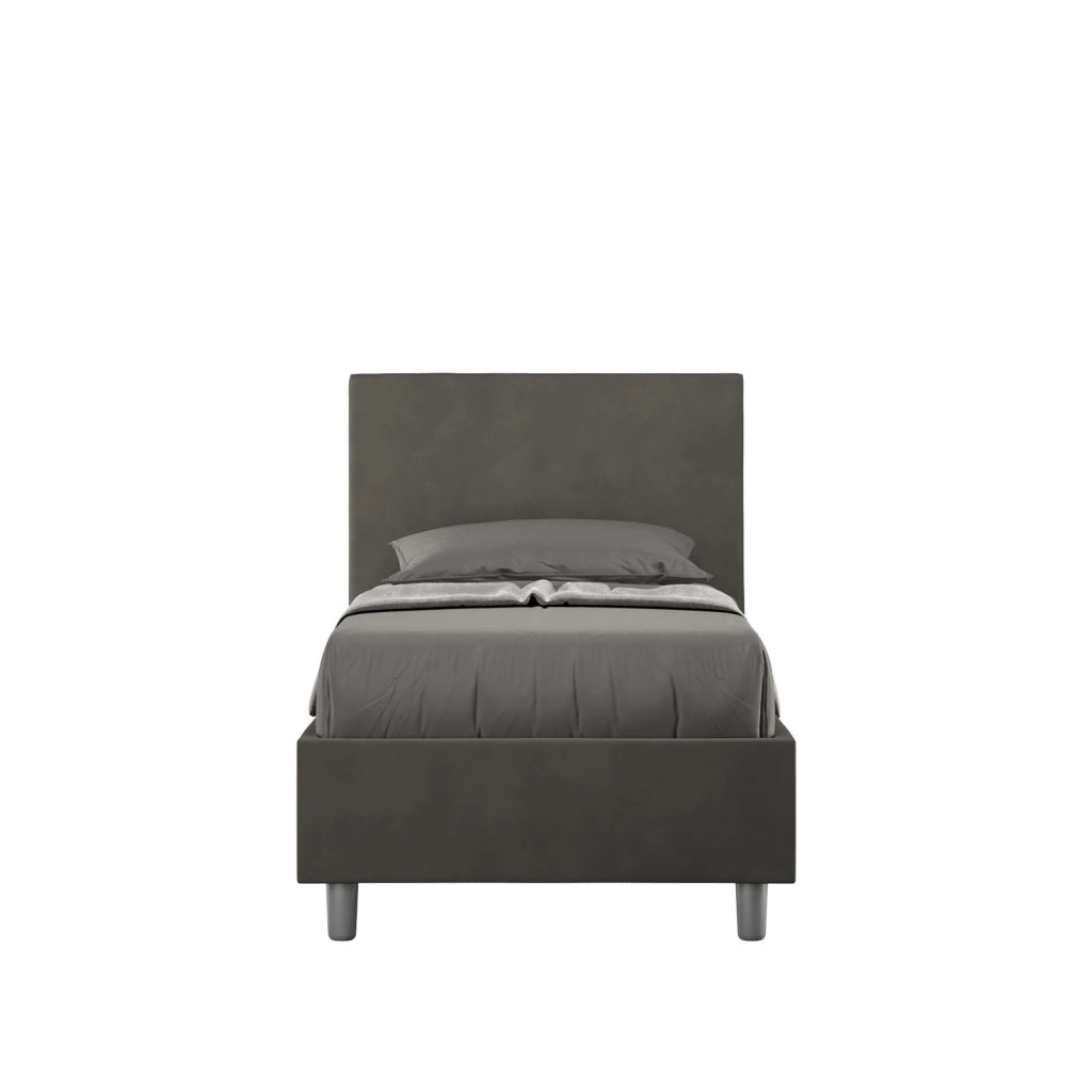 Letto singolo senza rete imbottito 80x200 microfibra grigio Adele