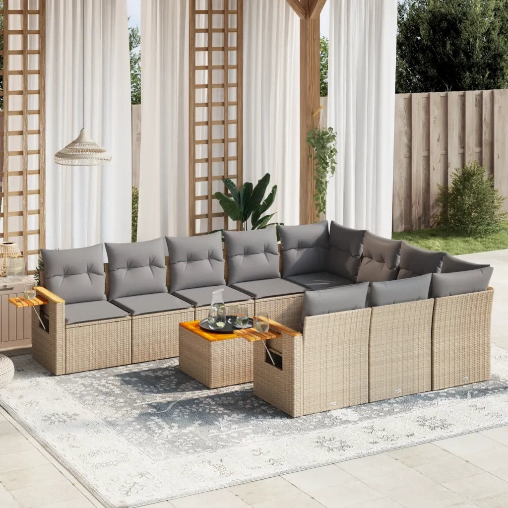 Set Divani da Giardino 11 pz con Cuscini Beige in Polyrattancod mxl 91081