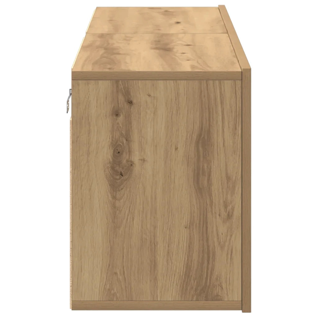 Set di 2 pratici mobili porta TV a parete di design 80 x 30 x 41 cm realizzati in legno di rovere composito finitura artigianale 02_0051169
