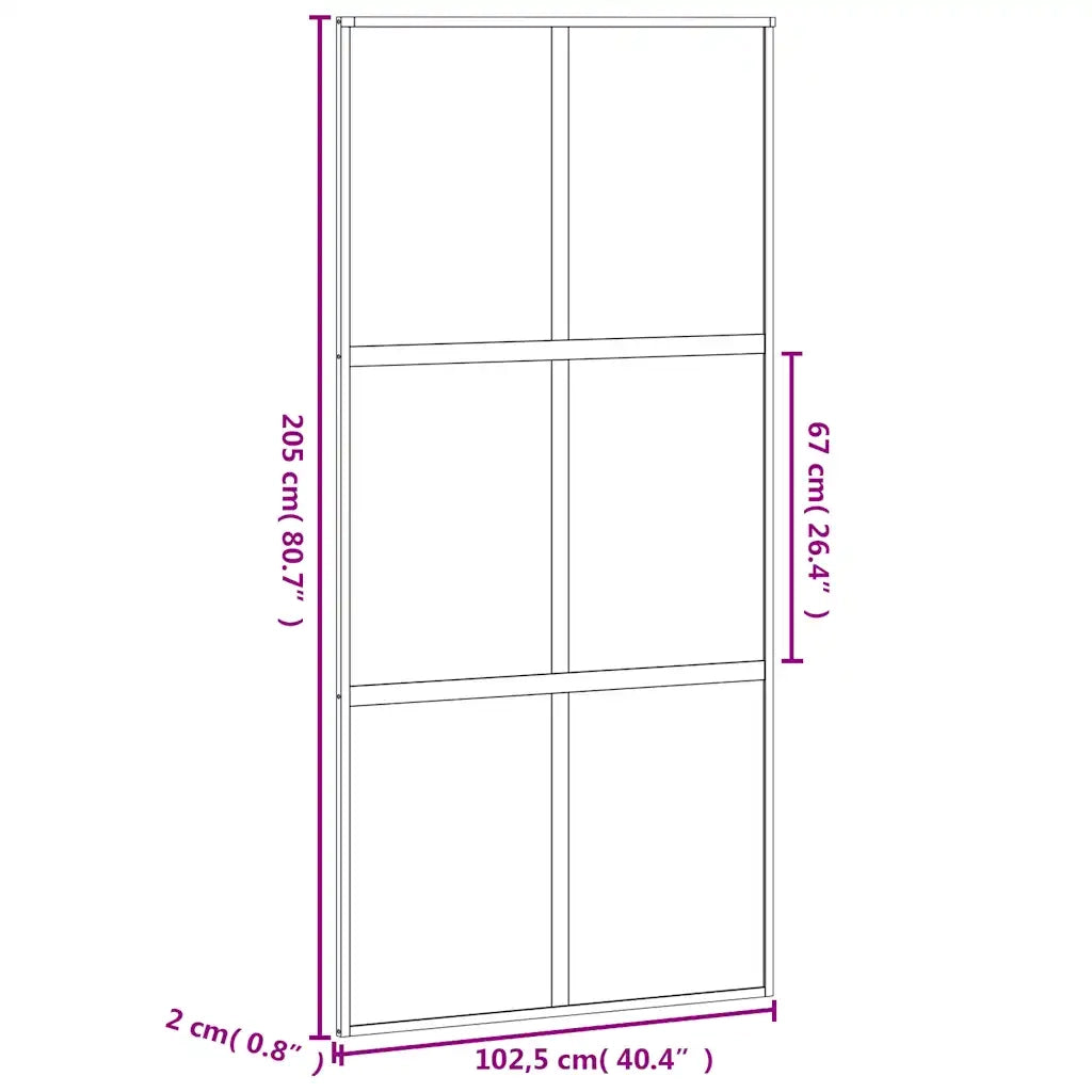 Porta Scorrevole Nera 102,5x205 cm Vetro Temperato e Alluminio 155212