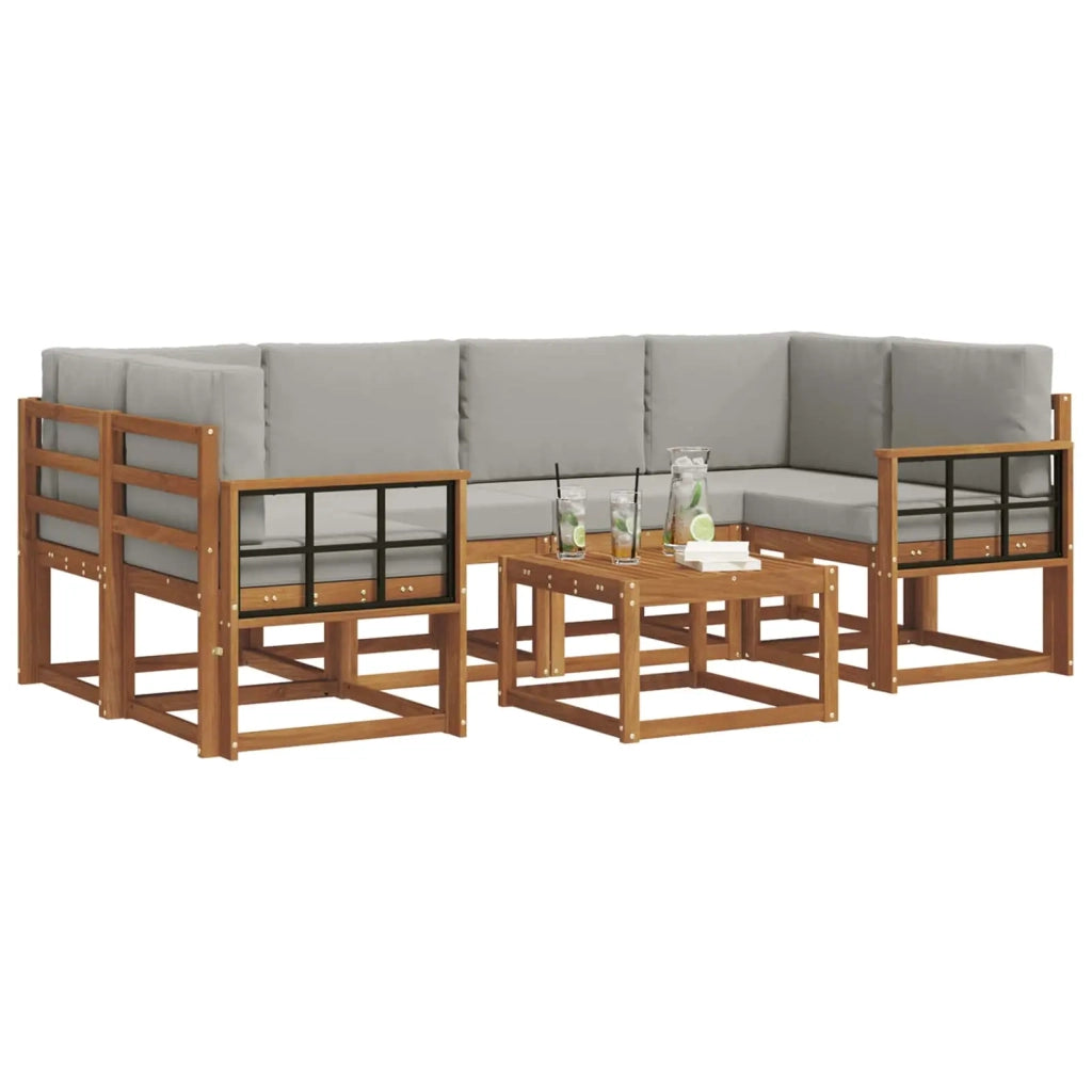 Set di divani da esterno 7 pcs Grigio Naturale e Chiaro 3366089