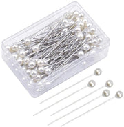 Parelspilli 100 pezzi - Spilli di perla bianchi - Riciclabili - Per cucire/Zavorrare - Decorazioni - Lunghezza 4,1 cm - Spilli