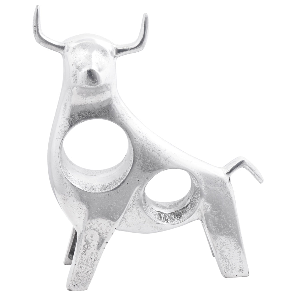 Scultura di toro  Argento 22x9,5x34 cm Alluminio