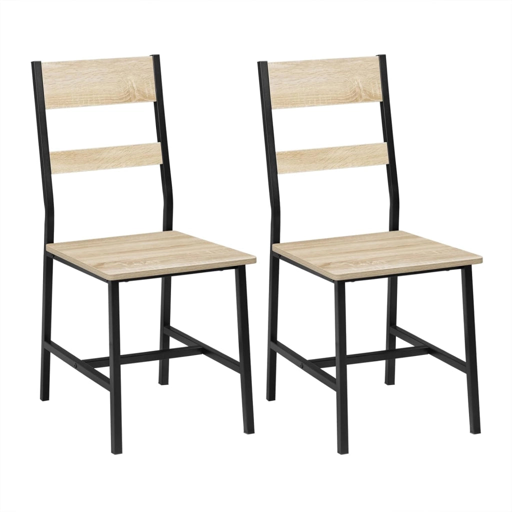 Set 2 Sedie da Pranzo con Schienale, Struttura Metallo e Legno, Design Ergonomico per Cucina/Soggiorno/Balcone, Stile Industriale, Marrone Rustico, K0027EZS-2