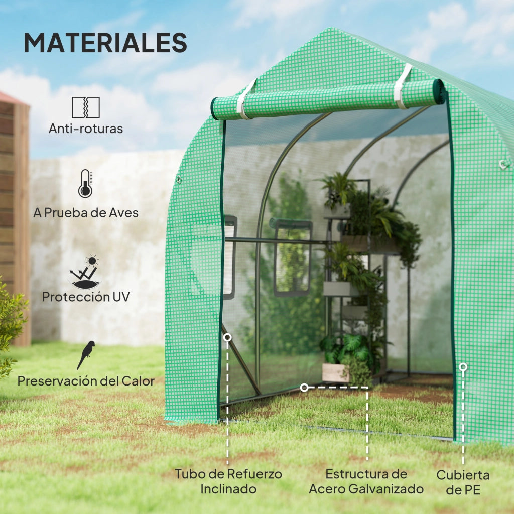 Serra Tunnel 3x2x2 m ¨C zephmum ¨C 6 Finestre a Reticolo e Porta per Giardino Verde