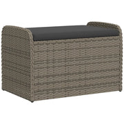 CassaPanca da Giardino | Panchina con Cuscino Grigia 80x51x52 cm in Polyrattan