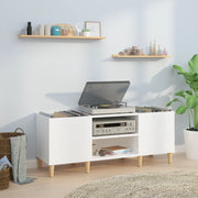 Mobile Porta Dischi Bianco Lucido 121x38x48cm Legno Multistrato 831927