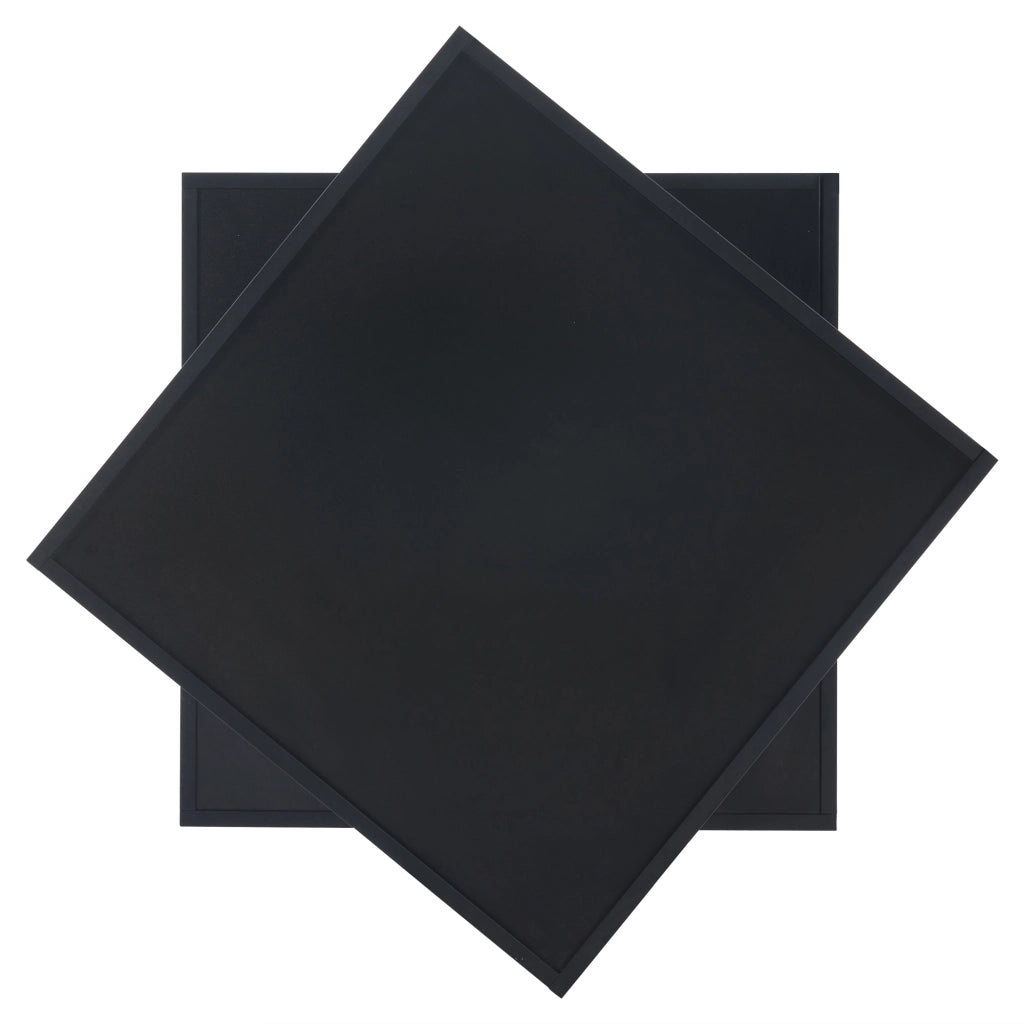 Tavolino basso girevole a 360° con 2 cassetti e bordo rialzato per soggiorno in truciolare nero 60 × 60 × 38 cm
