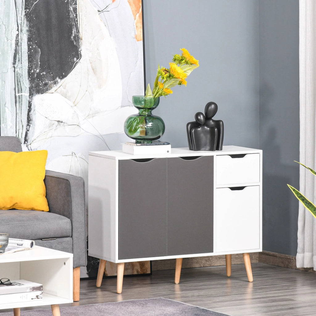 Armadio con 3 ante e cassetto ¨C zephmum ¨C 90x30x72 cm bianco grigio