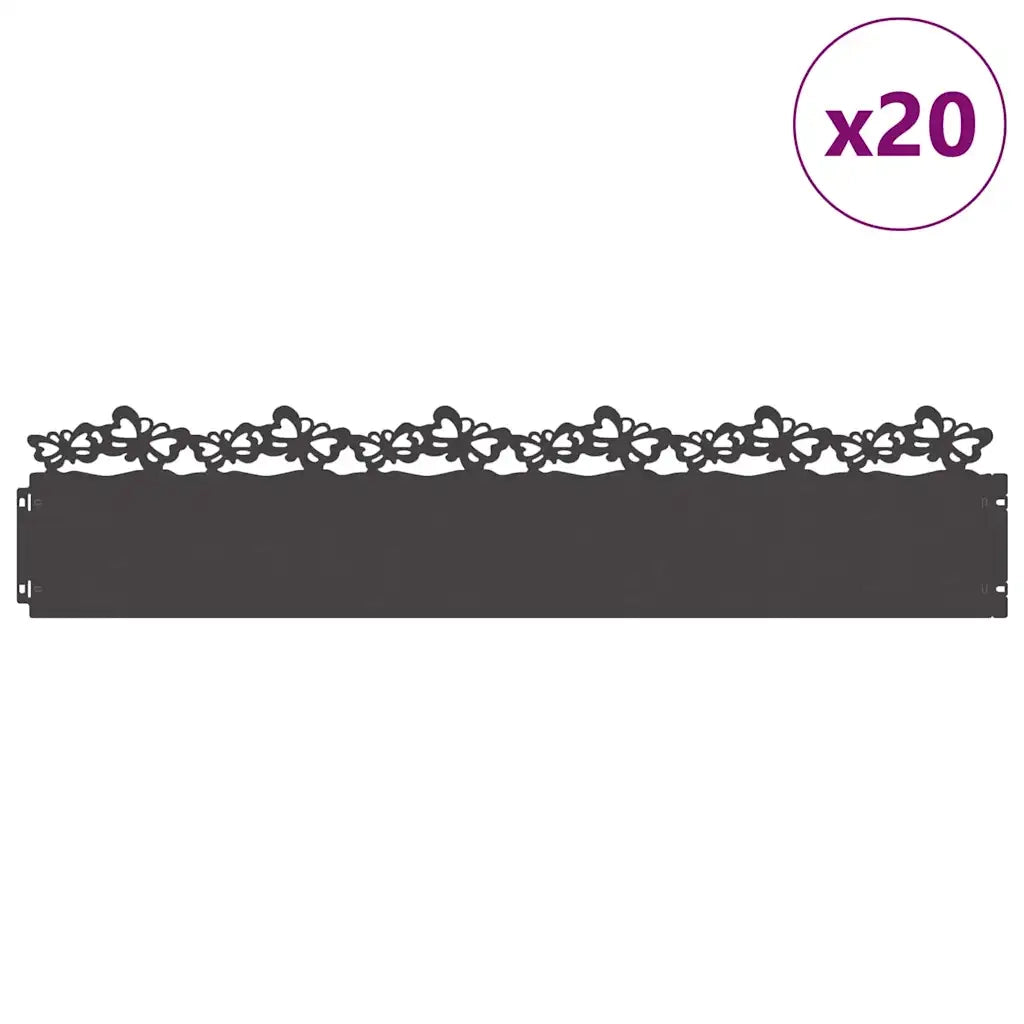 Bordure per prato 20 pz Nero 103 x 0,05 x 22 cm Acciaio CFW2316481