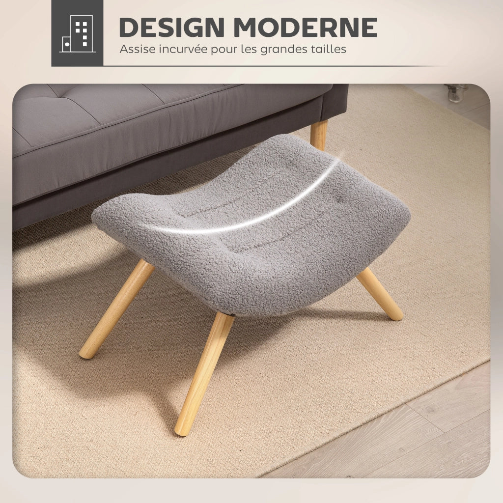 Pouf ¨C zephmum ¨C Grigio, Tessuto, Poggiapiedi, Piede in Legno