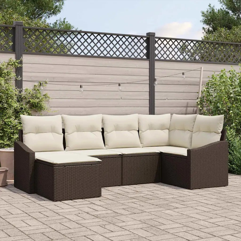 Set da Pranzo per Giardino con cuscino 6 pcs Marrone e Crema 3355457