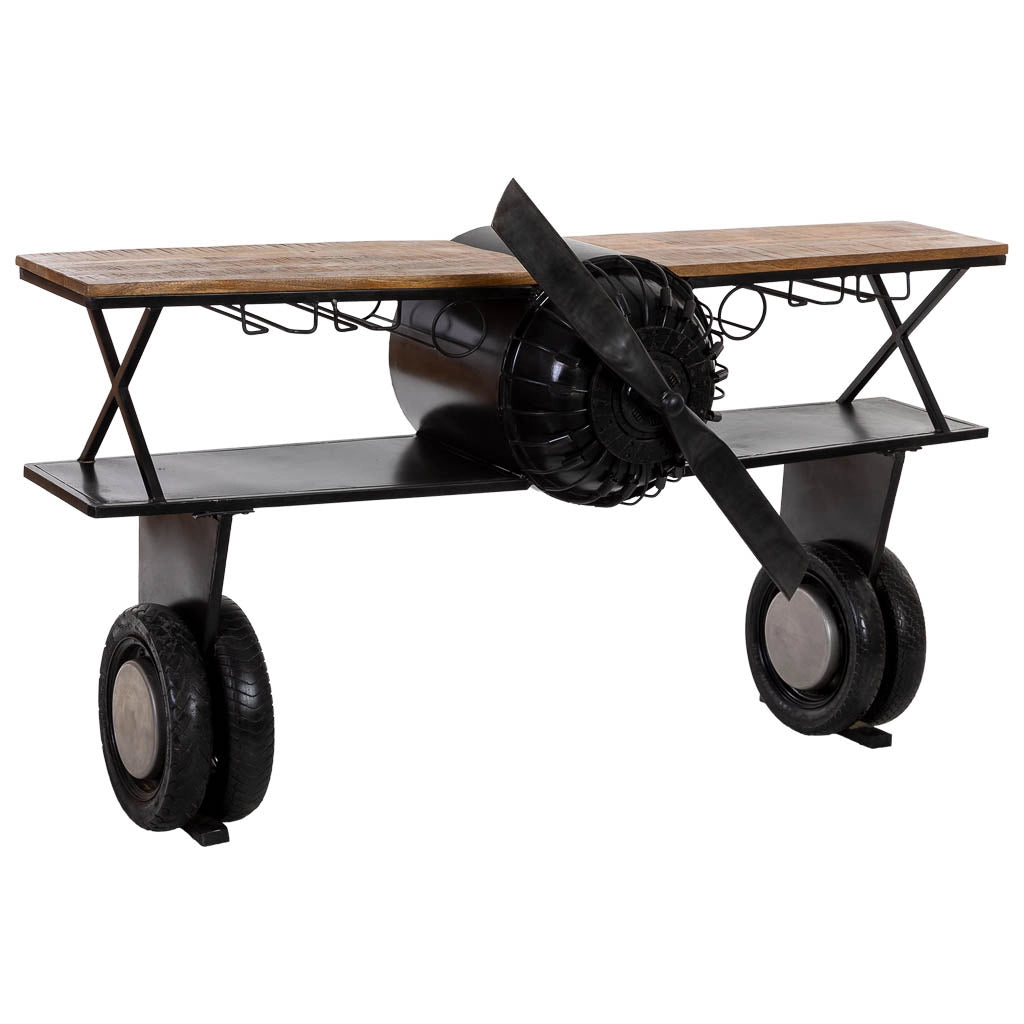 Mobile bar portabottiglie con ruote nero 180x58x98h cm