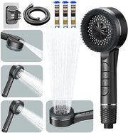 Douchekop con goccia lunga, Douchekop con goccia lunga 1,5M, douchekop con filtro idroeconomizzante, 4 tipi di getto, douchekop ecosostenibile, maniglia per doccia per acqua dura, douchekop con filtro, grigio