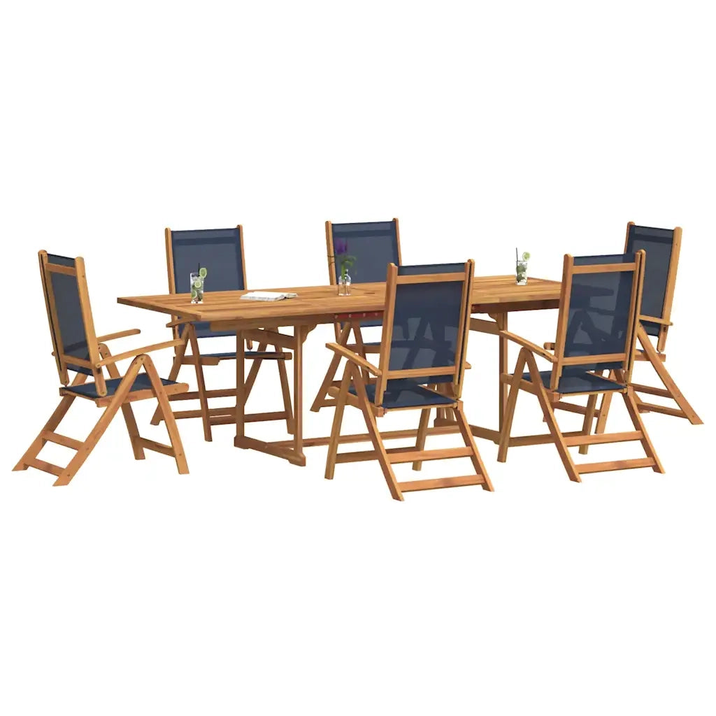 Set Pranzo da Giardino 7pz Legno Massello di Acacia e Textilene 3279306