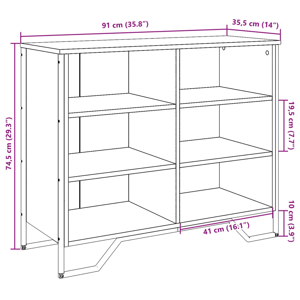 Credenza Grigio Sonoma 91x35,5x74,5 cm in Legno Multistrato