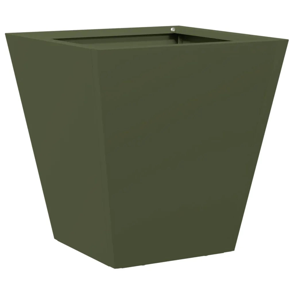 Fioriera da Giardino-Vaso da Esterno-Contenitore per Piante Verde Oliva 30x30x30 cm in Acciaio 184878