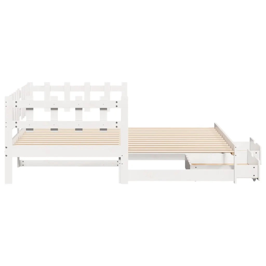 Letto Estraibile con Cassetti senza Materasso Bianco 80x200 cm