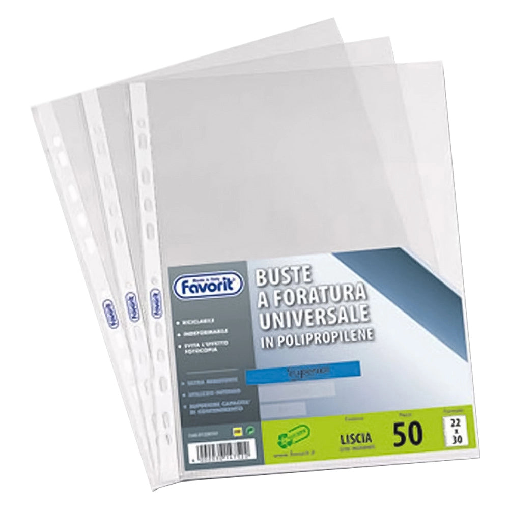 BUSTA FORATA UNIVERSALE LUCIDA A4 - 22 x 30 cm  - BricoGo