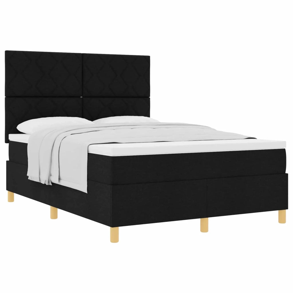 Letto a molle con materasso Nero 140 x 200 cm Tessuto 3339702