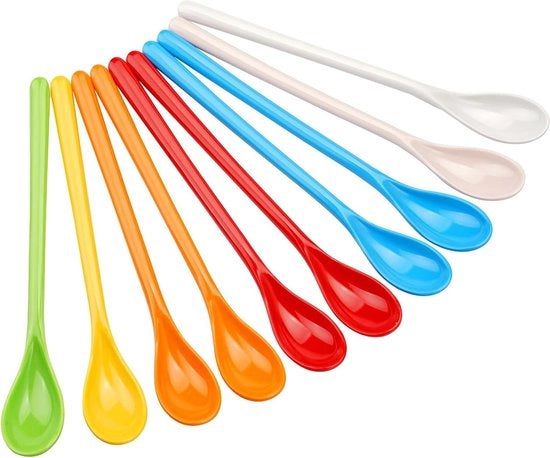 10 set di cucchiai in plastica colorati - cucchiai per uova in plastica riciclabili.